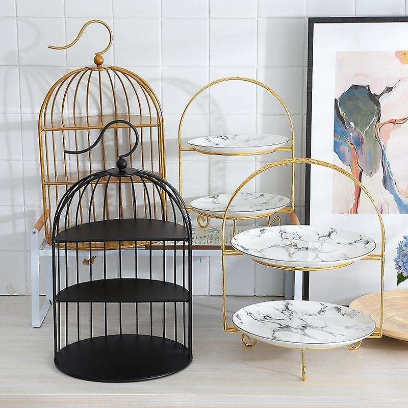Cage Food Stand Display Rack Three-Layer Dessert Table Tray Cake Rack Afternoon Tea Center Shelf B