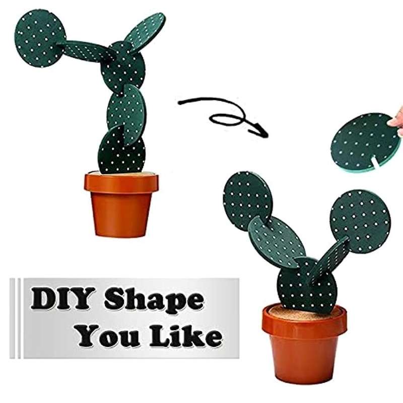 Cactus Coasters Set for Drinks of 6 Pieces,Funny Coasters Cactus Gift with Flowerpot Holder for Home