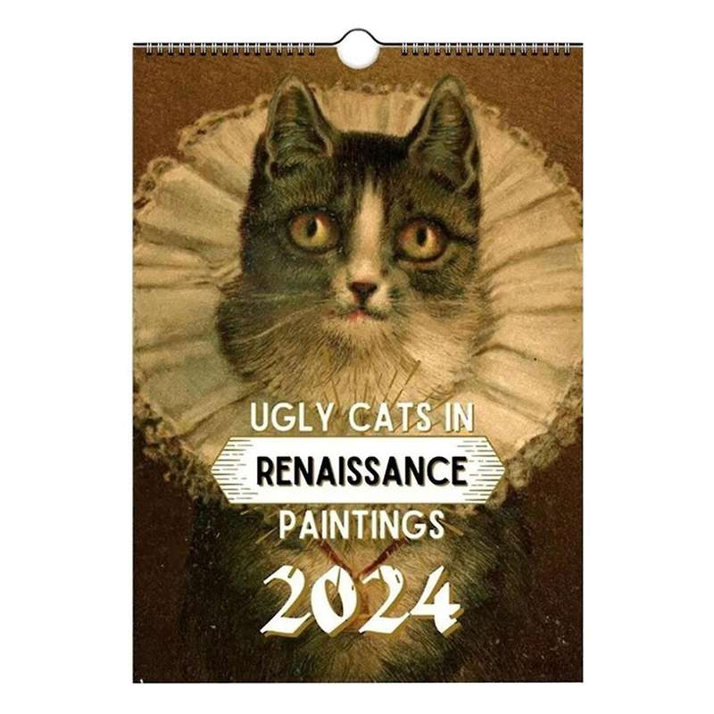 Calendat 2024 Ugly Cats Calendar New Year Gift Wall Hanging Calendar Home Decor for Planning Calenda