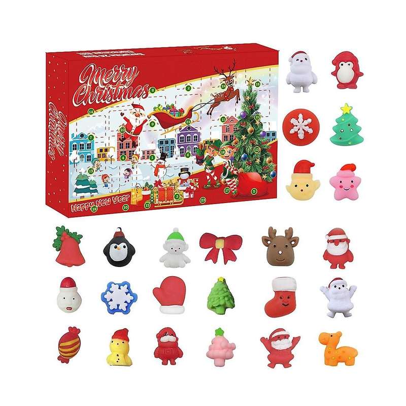 Calendar 2023 Christmas Countdown Calendar Toy 24pcs Different Cute Mochi Animals Squishy