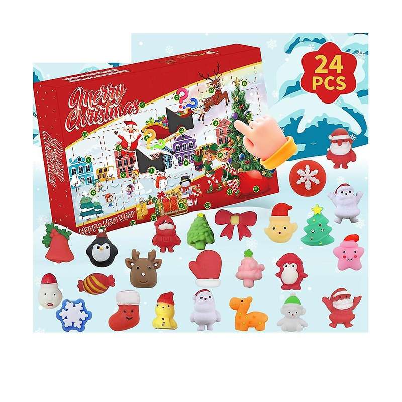 Calendar 2023 Christmas Countdown Calendar Toy 24pcs Different Cute Mochi Animals Squishy