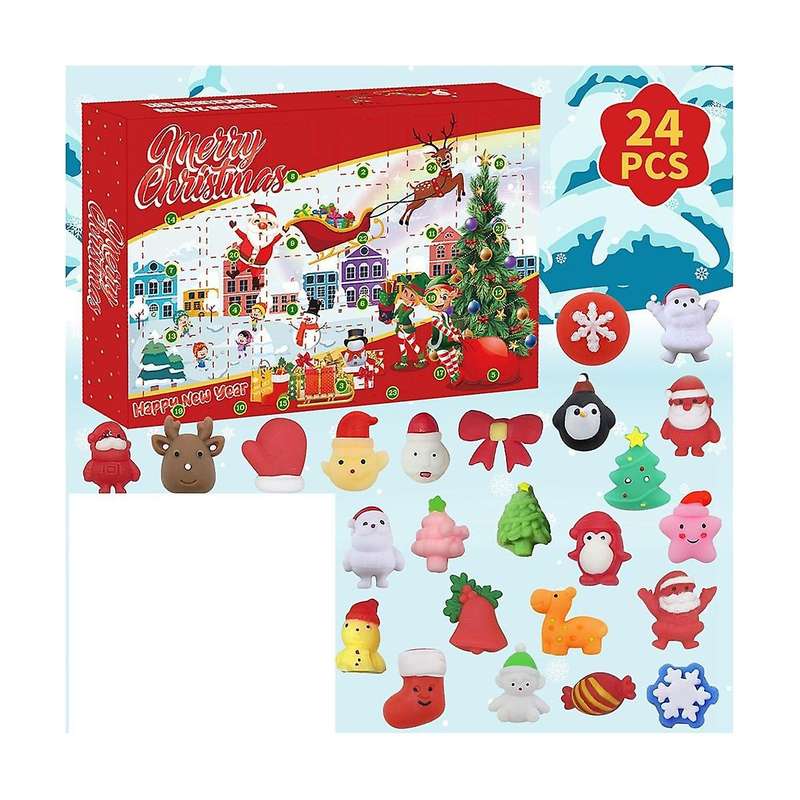 Calendar 2023 Christmas Countdown Calendar Toy 24pcs Different Cute Mochi Animals Squishy