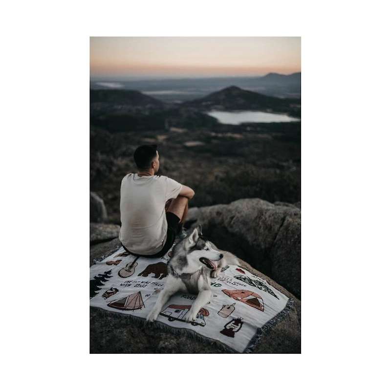Camping Decorative Blanket Cushion American Vintage Sofa Blanket Line Blanket Tapestry Camping Cushi