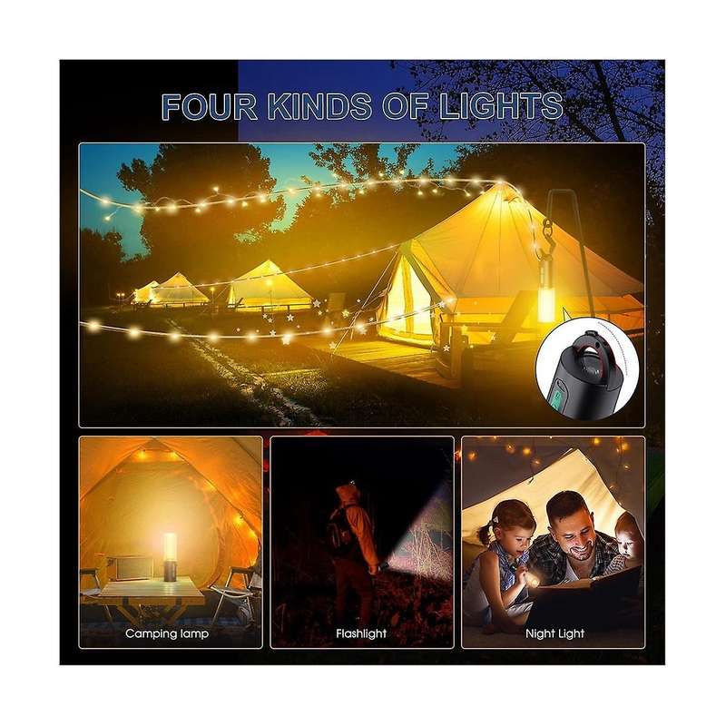 Camping ,33ft String Light with Camping Lantern,camping Lights 7 Light Modes,waterproof for Outdoor
