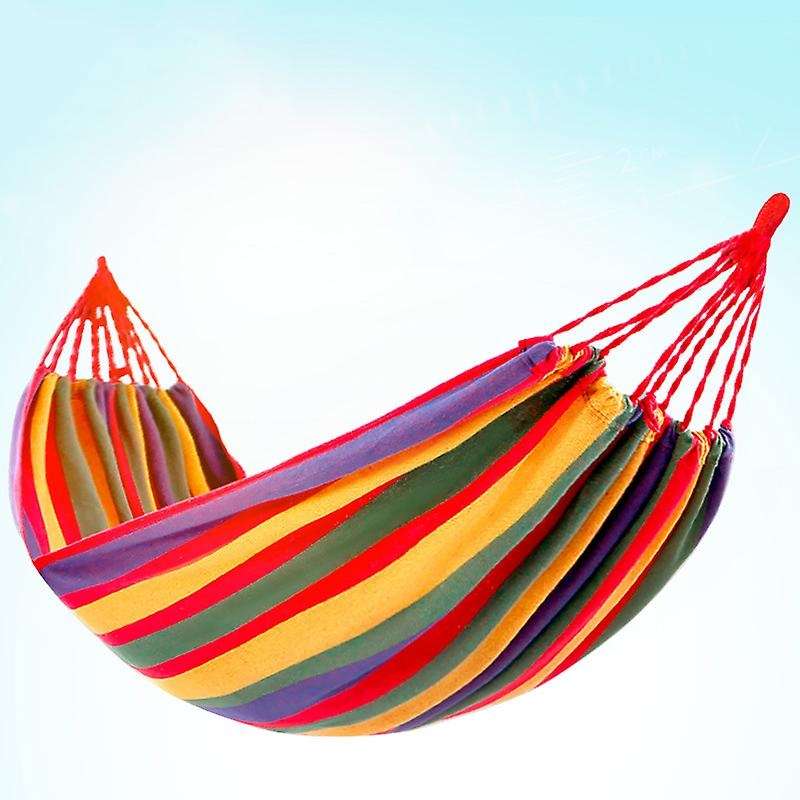 Camping Hammock Portable Hammock Outdoor Hammock Travel Camping Swing Canvas Stripe Hang Bed Hammo