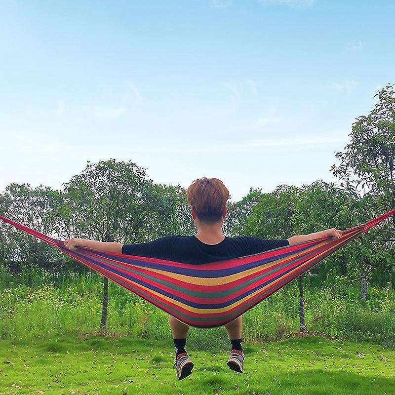 Camping Hammock Portable Hammock Outdoor Hammock Travel Camping Swing Canvas Stripe Hang Bed Hammo