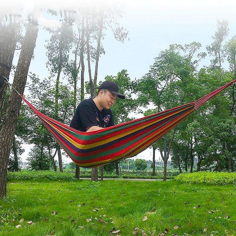 Camping Hammock Portable Hammock Outdoor Hammock Travel Camping Swing Canvas Stripe Hang Bed Hammo