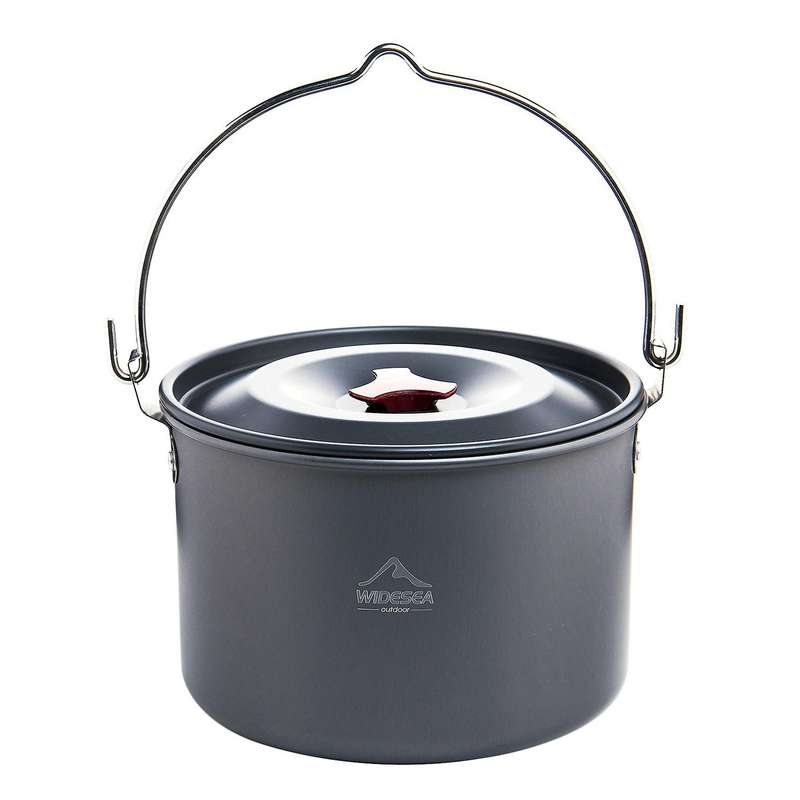 Camping Pot Hanging Aluminium 4L Pot Outdoor Cookware Pot for Cooking Picnic Camping Hiking Fishing