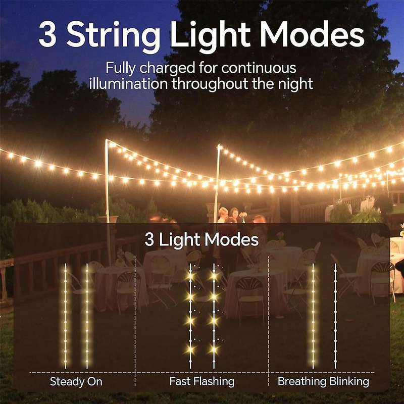 Camping Lantern with String Light(33Ft), Rechargeable 4000MAh Charger Bank, IP44 Waterproof Camping