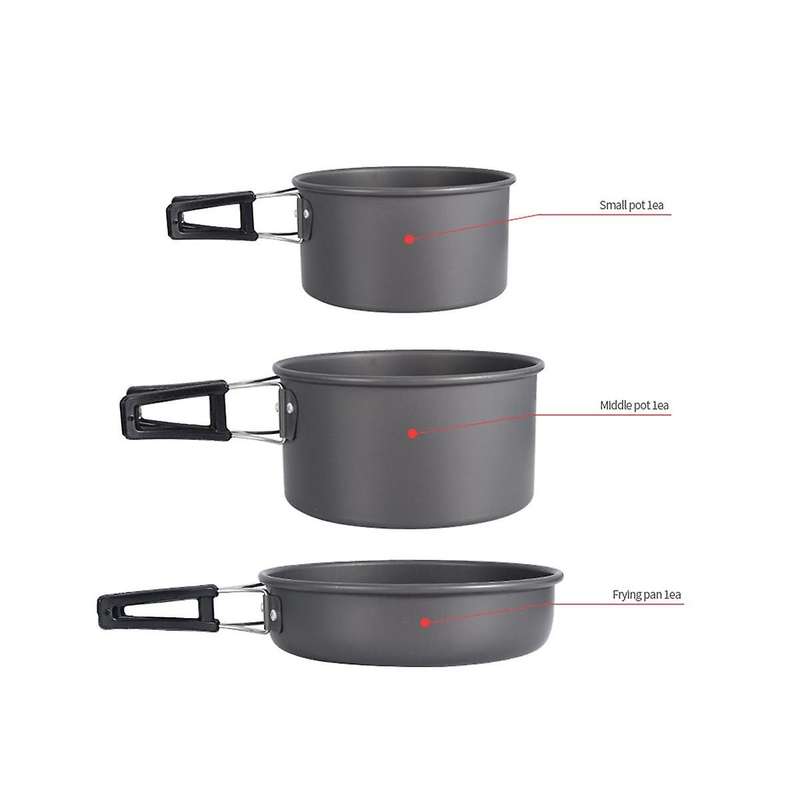 Camping Pot Kit Outdoor Cooking Set Pot Travelling Hiking Picnic Bbq Equipment for Hiking and Picni