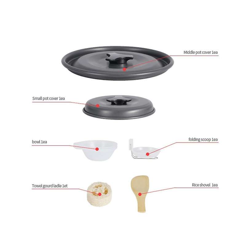 Camping Pot Kit Outdoor Cooking Set Pot Travelling Hiking Picnic Bbq Equipment for Hiking and Picni