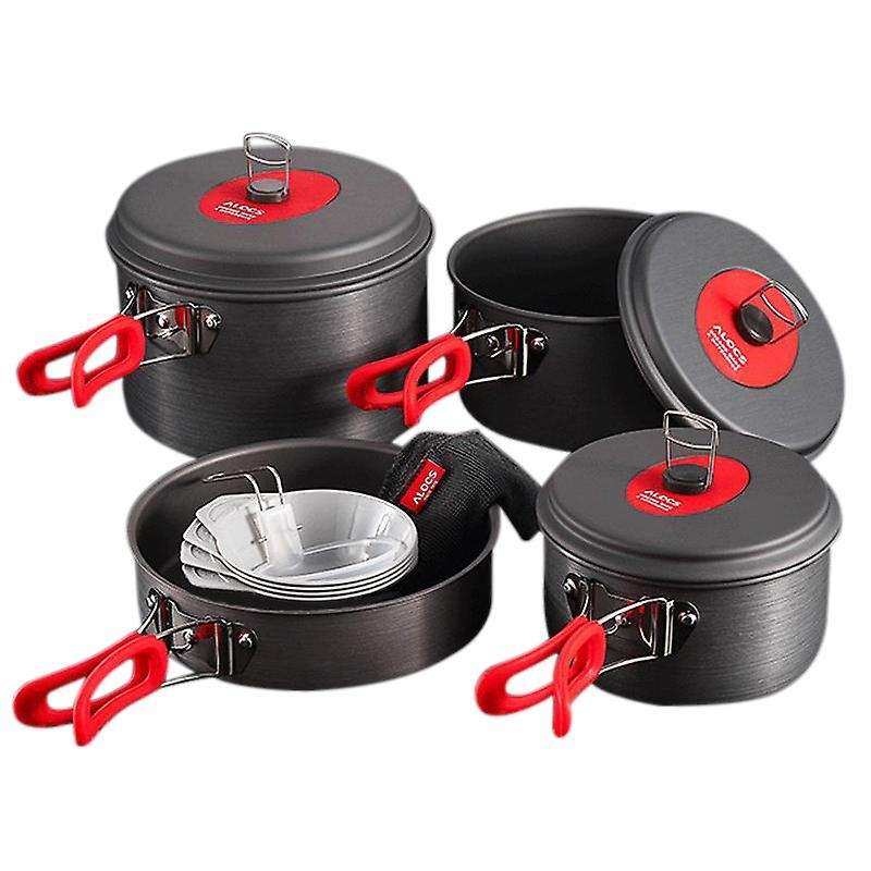 Camping Pot Set 5-6 People Camping Outdoor Cookware Picnic Equipment and Tableware Kettle Frying Pan