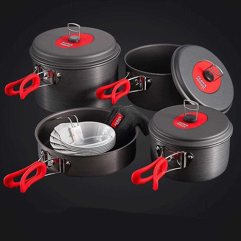 Camping Pot Set 5-6 People Camping Outdoor Cookware Picnic Equipment and Tableware Kettle Frying Pan