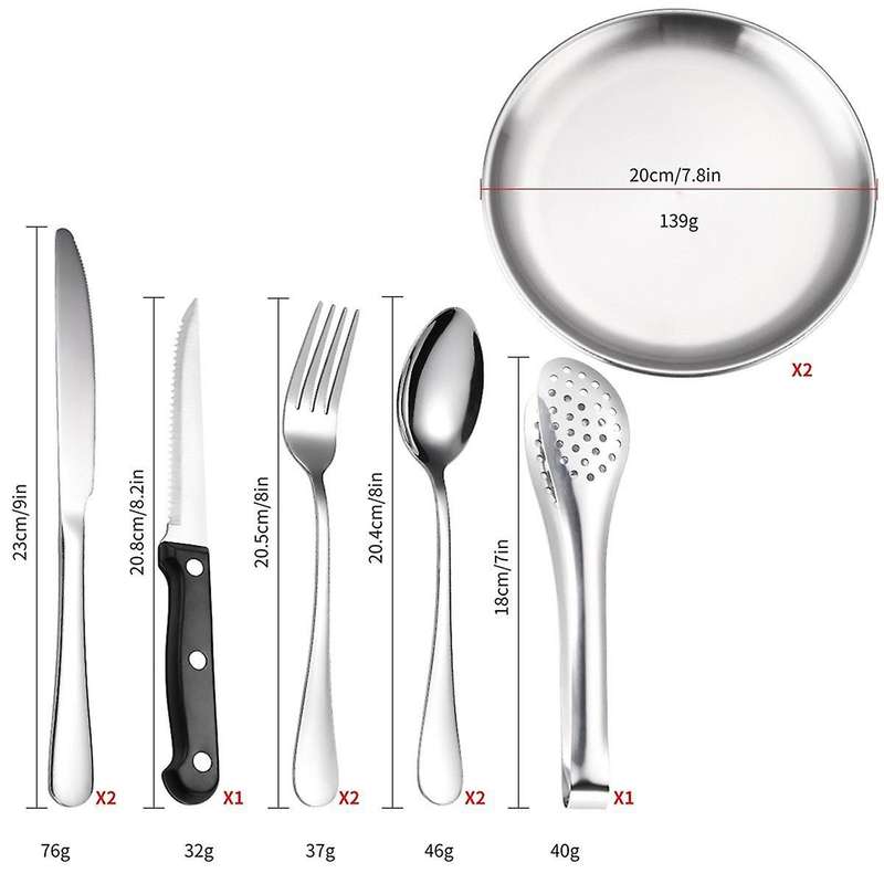Camping Silverware Kit Cutlery Organizer Utensil Picnic Set Plate Spoon Knife Fork Tongs Hiking