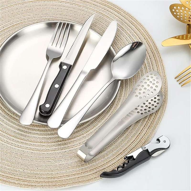 Camping Silverware Kit Cutlery Organizer Utensil Picnic Set Plate Spoon Knife Fork Tongs Hiking