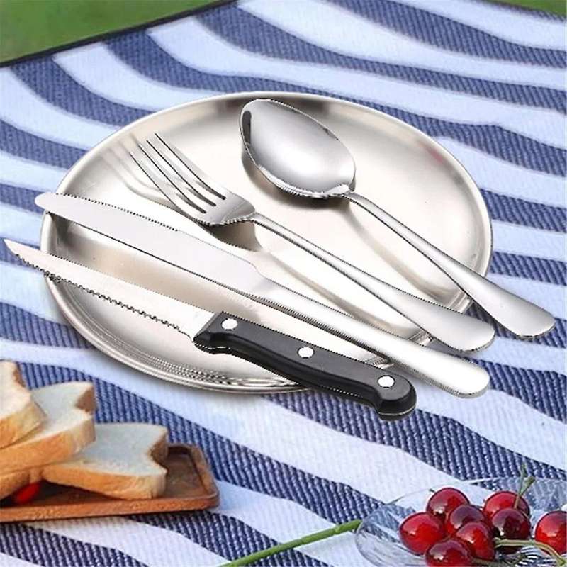 Camping Silverware Kit Cutlery Organizer Utensil Picnic Set Plate Spoon Knife Fork Tongs Hiking