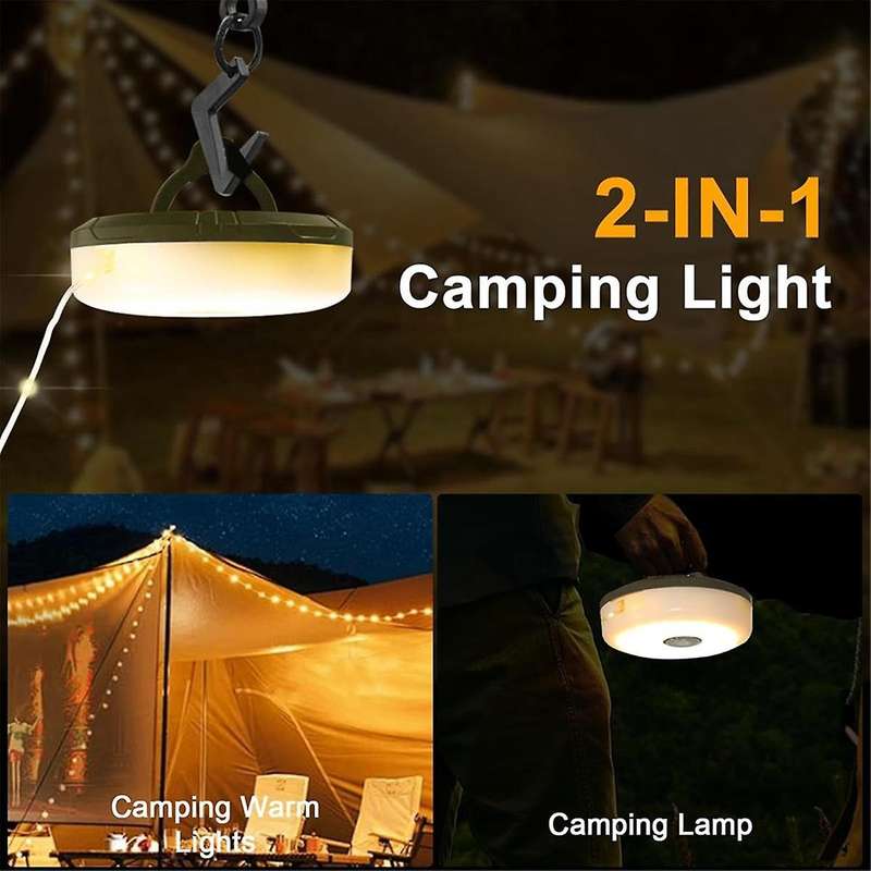 Camping String Lights, IP44 Waterproof 33Ft Outdoor String Lights with RGB Colorful & Warm White Lig