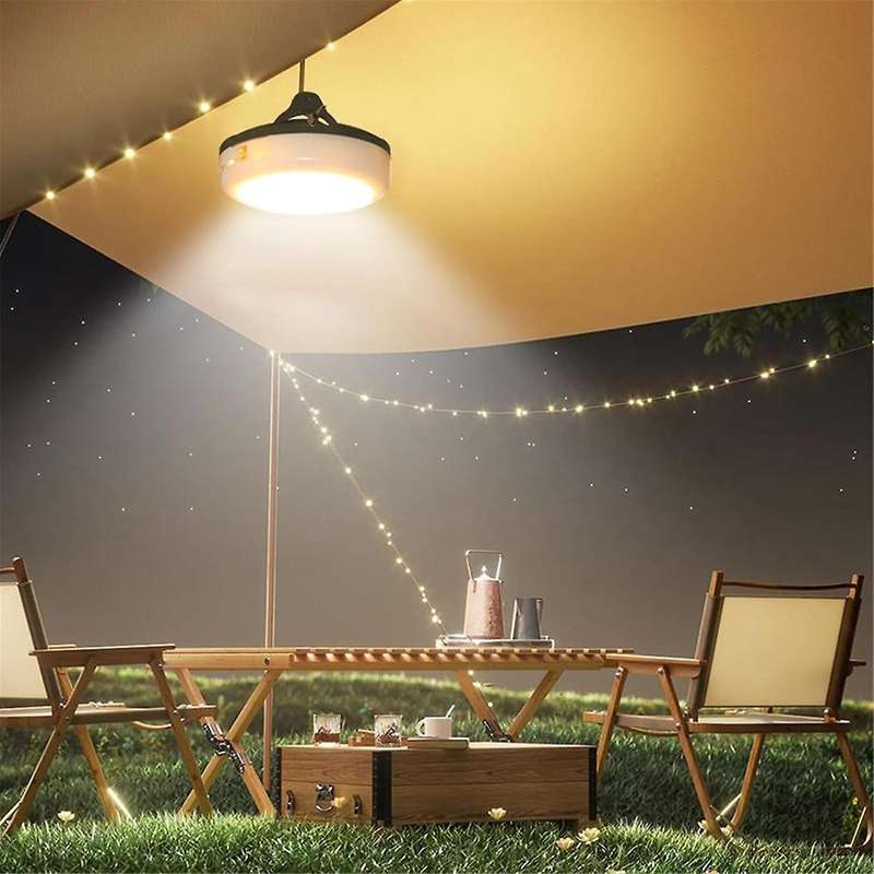 Camping String Lights, IP44 Waterproof 33Ft Outdoor String Lights with RGB Colorful & Warm White Lig