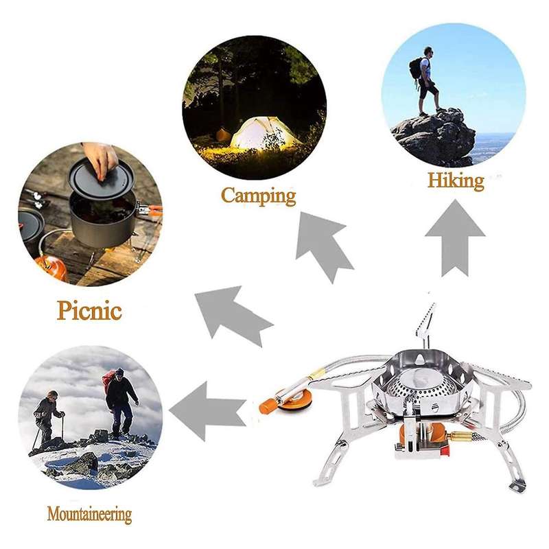 Camping Stove Camping Gas Stove Folding Windproof Backpacking Stove for Backpacking Hiking Camping C