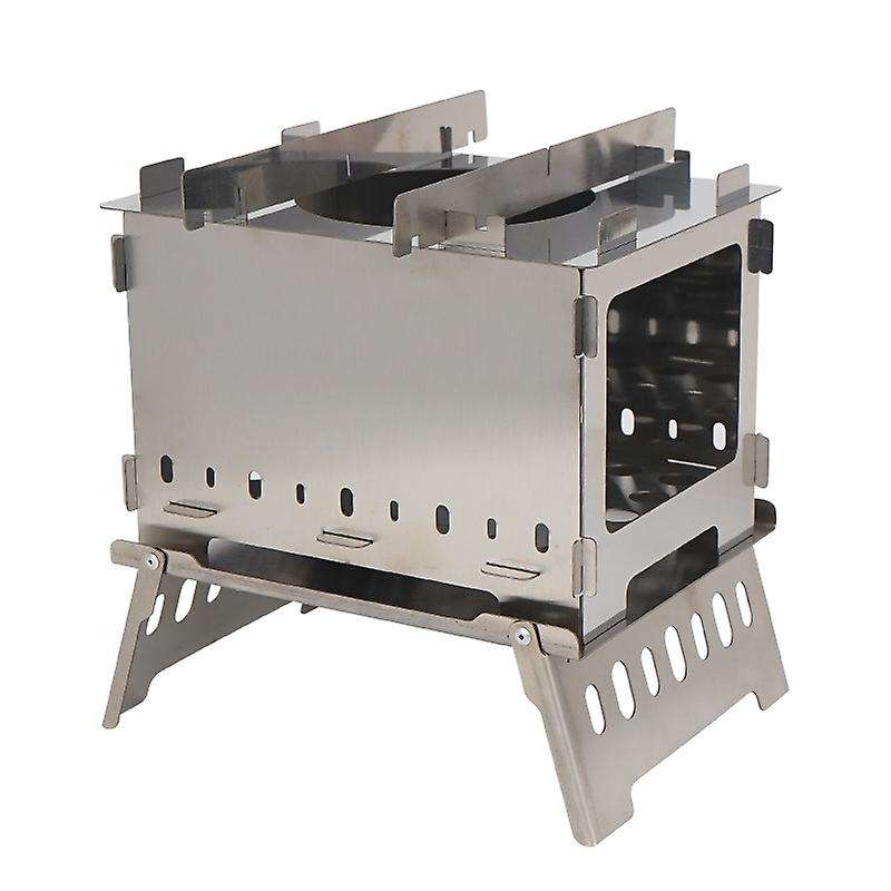 Camping Wood Stove Adjustable Folding Wood Stove Burning BBQ Grill for Backpacking Survival Outdoor