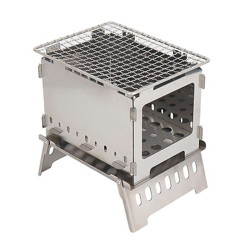 Camping Wood Stove Adjustable Folding Wood Stove Burning BBQ Grill for Backpacking Survival Outdoor