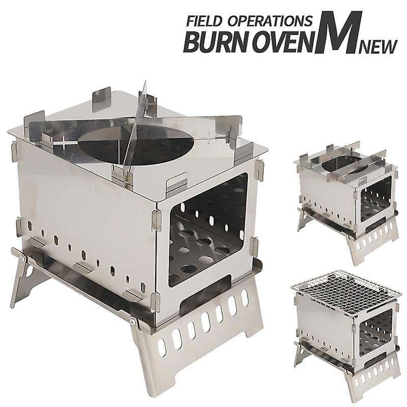 Camping Wood Stove Adjustable Folding Wood Stove Burning BBQ Grill for Backpacking Survival Outdoor