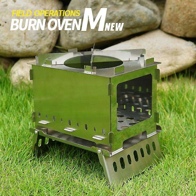 Camping Wood Stove Adjustable Folding Wood Stove Burning BBQ Grill for Backpacking Survival Outdoor