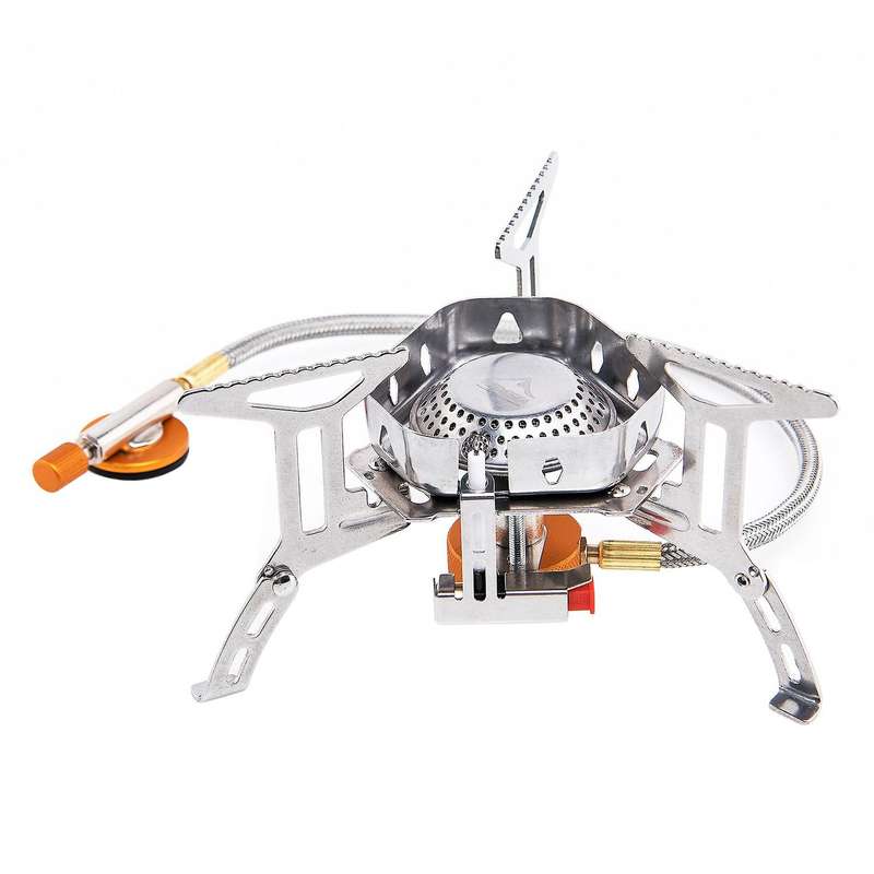 Camping Windproof Portable Backpacking Stoves with Piezo Ignition Gas Burner for Outdoor