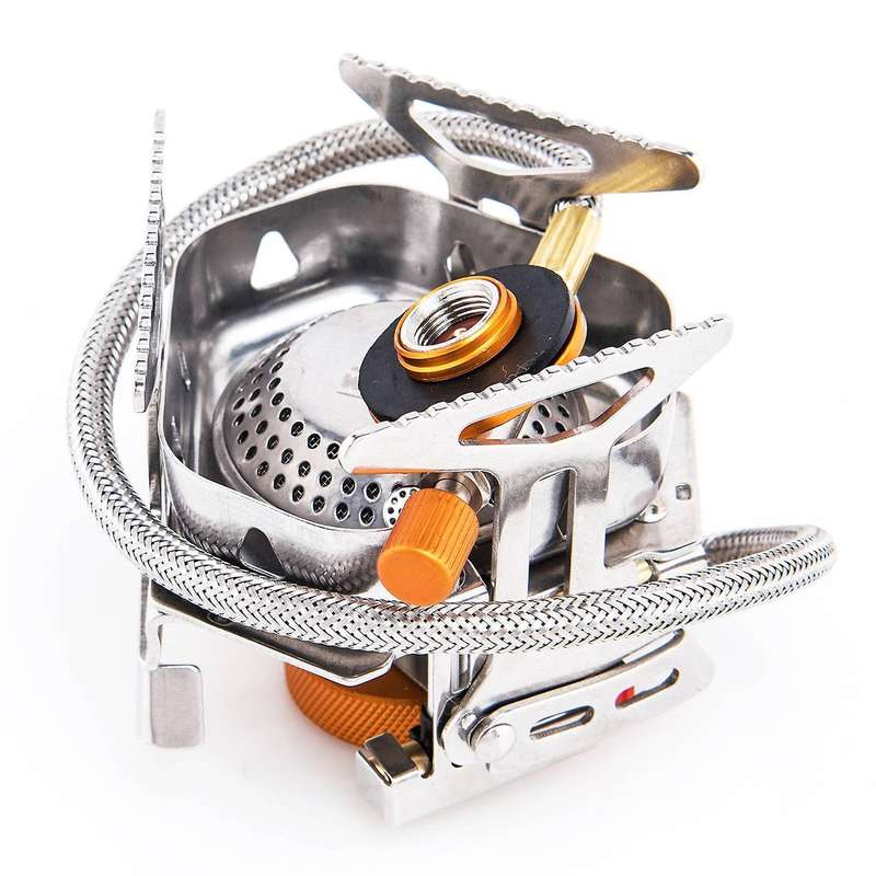 Camping Windproof Portable Backpacking Stoves with Piezo Ignition Gas Burner for Outdoor