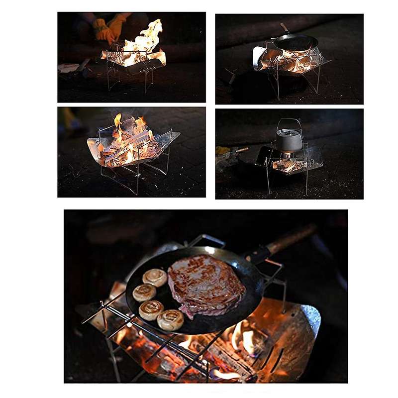 Camping Wood Fire Stove Ultralight Foldable Heating Stove for Outdoor Camping Picnic BBQ Cooking
