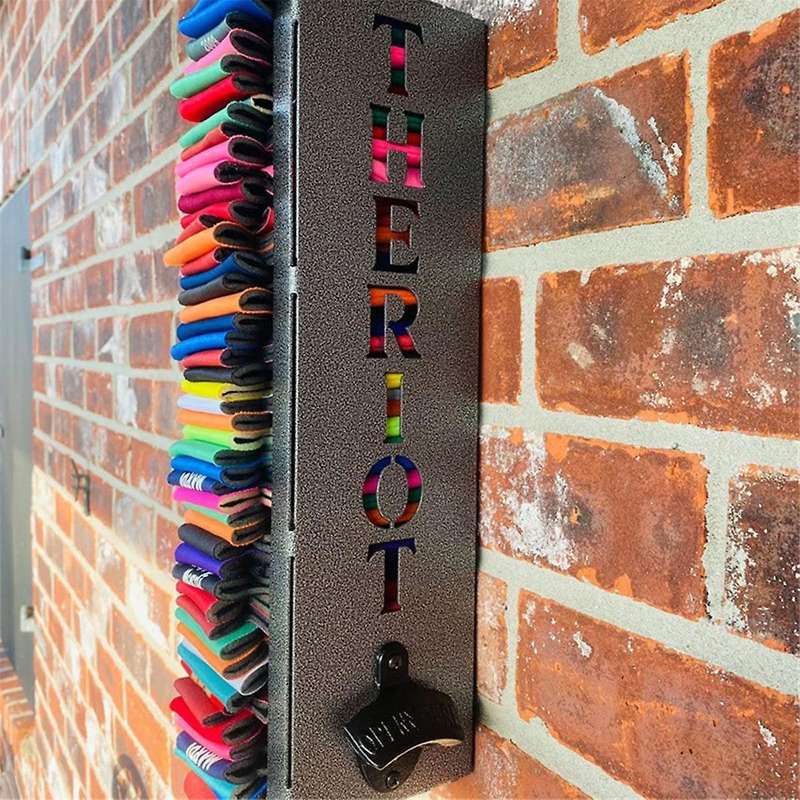 Can Cooler Holder with Bottle Opener Cooler Dispenser Wall Mounted Metal Can Cooler Holder Cool Stuf