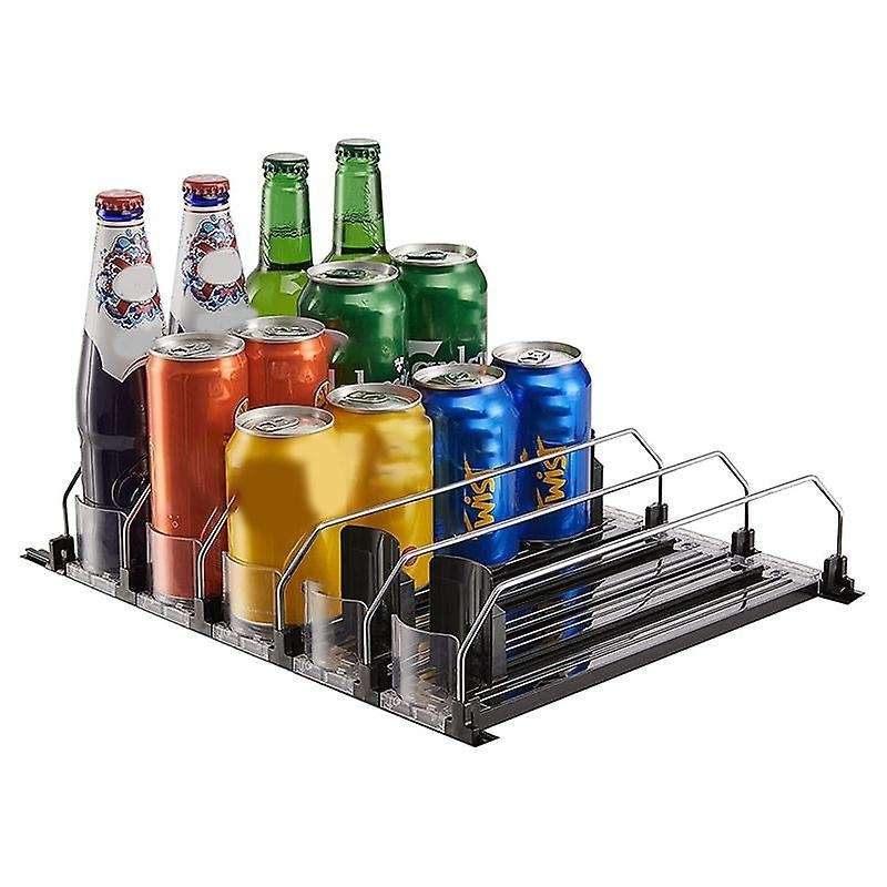 Can Dispenser for Refrigerator with Adjustable Pusher Glide - Perfect for , Beer, and Other Beverage