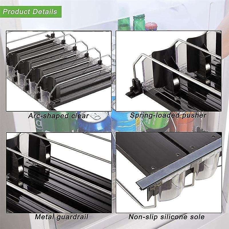 Can Dispenser for Refrigerator with Adjustable Pusher Glide - Perfect for , Beer, and Other Beverage