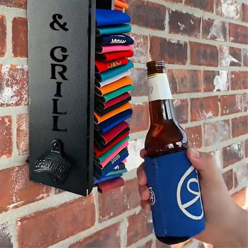 Can Cooler Holder with Bottle Opener, 2in1 Can Cooler Holder, Wall Mounted Can Cooler Holder Suitabl