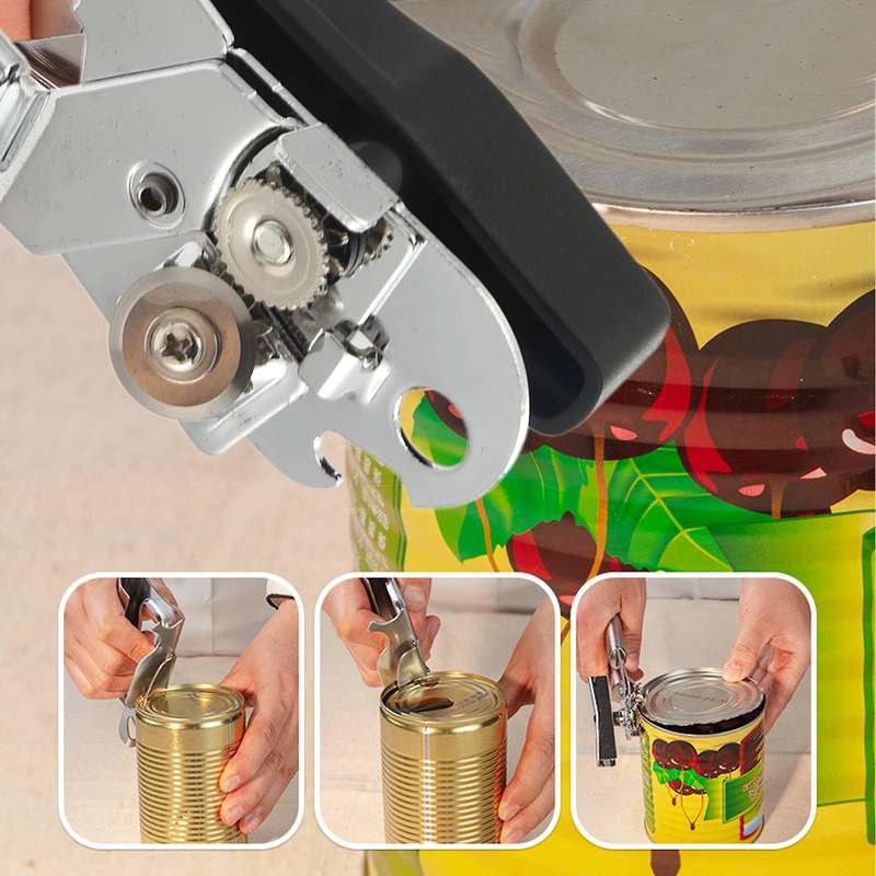 Can Opener, Manual Stainless Steel Can Opener with Non-slip Handle and Ergonomic Knob, Beer Opener,