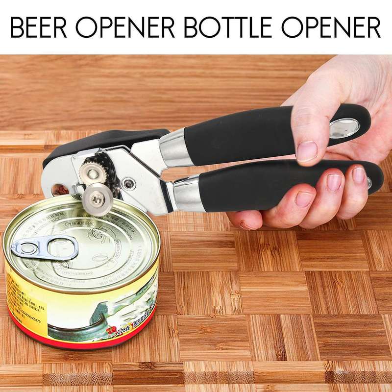 Can Opener, Manual Stainless Steel Can Opener with Non-slip Handle and Ergonomic Knob, Beer Opener,