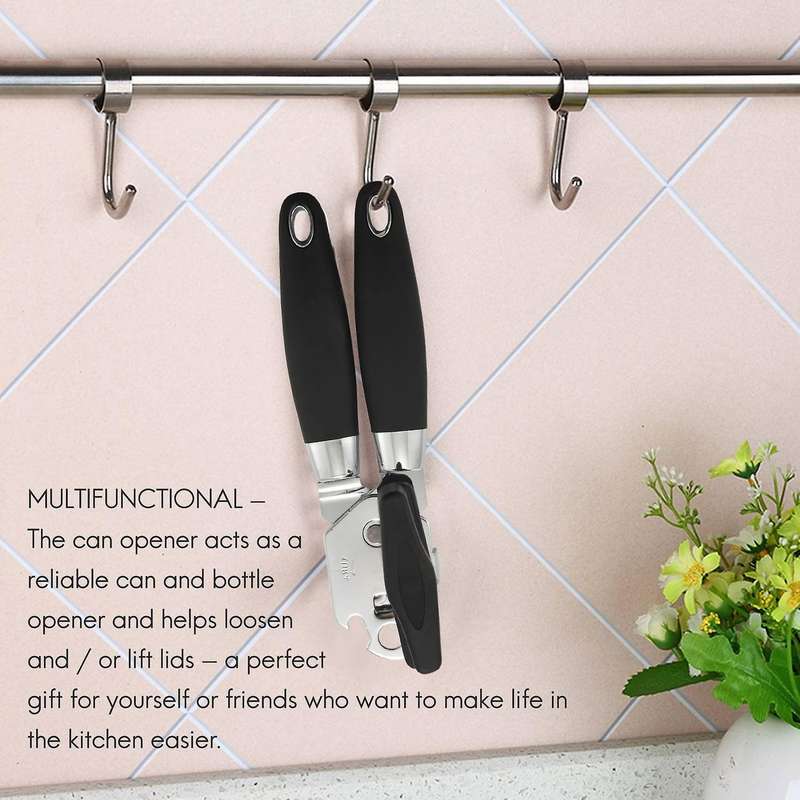 Can Opener, Manual Stainless Steel Can Opener with Non-slip Handle and Ergonomic Knob, Beer Opener,