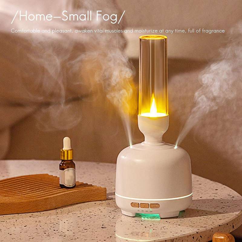 Candle Aromatherapy Diffuser Dual Nozzle Air Humidifier Mist Maker LED Lamp Aroma Essential Oil Diff