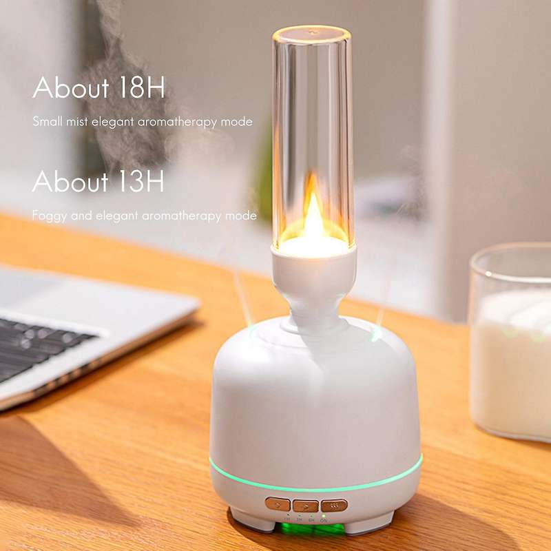 Candle Aromatherapy Diffuser Dual Nozzle Air Humidifier Mist Maker LED Lamp Aroma Essential Oil Diff