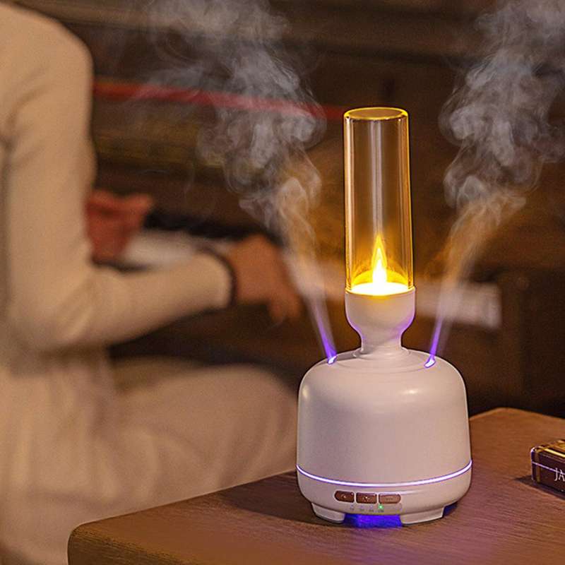 Candle Aromatherapy Diffuser Dual Nozzle Air Humidifier Mist Maker LED Lamp Aroma Essential Oil Diff