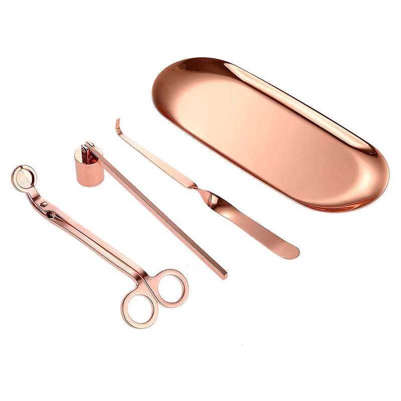 Candle Accessory Set Includes Candle Snuffer, Candle Wick Trimmer, Candle Tray, Candle Core Hook - C