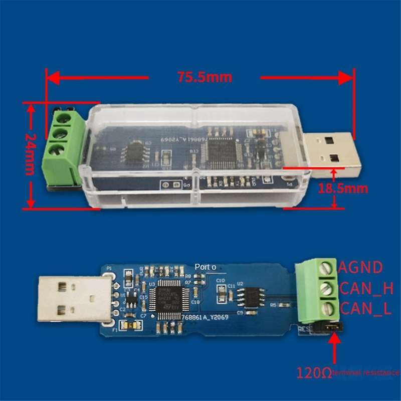 CANable USB to CAN Module CAN Debug Adapter CAN Bus Analyzer Debugging Assistant Non-Isolated Versio