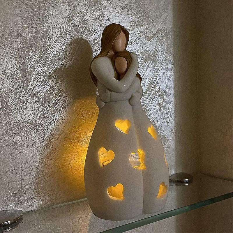 Candle Lamps,candle Holder Statue Mom and Daughter,valentines Day Gifts for Daughter Great Mother G