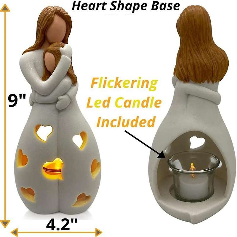 Candle Lamps,candle Holder Statue Mom and Daughter,valentines Day Gifts for Daughter Great Mother G