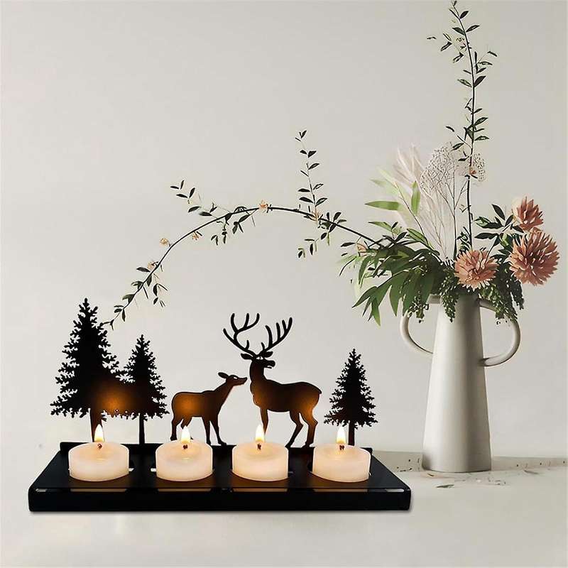 Candle Holder Wreath Black for Tea Light, Candle Holder Metal Modern, Candle Holder without Mandrel,