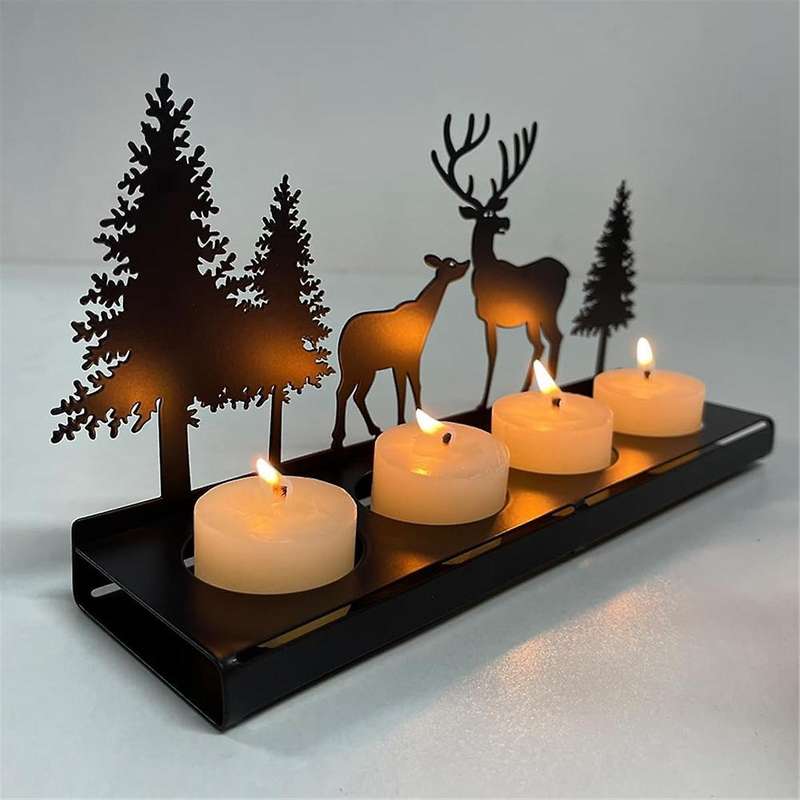 Candle Holder Wreath Black for Tea Light, Candle Holder Metal Modern, Candle Holder without Mandrel,