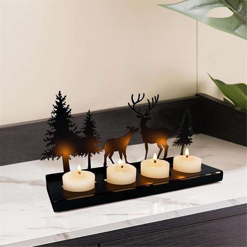 Candle Holder Wreath Black for Tea Light, Candle Holder Metal Modern, Candle Holder without Mandrel,