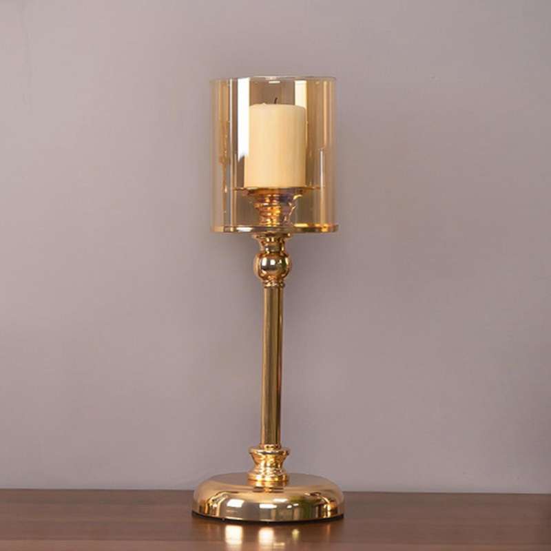 Candle Holders Gold Hurricane Candlelight Stand for Pillar Table Centrepiece Wedding Birthday Party
