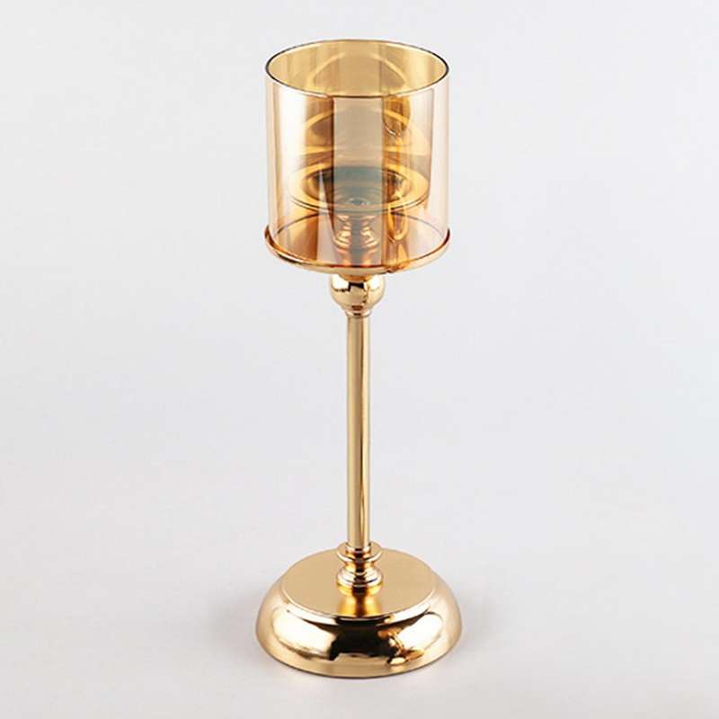 Candle Holders Gold Hurricane Candlelight Stand for Pillar Table Centrepiece Wedding Birthday Party