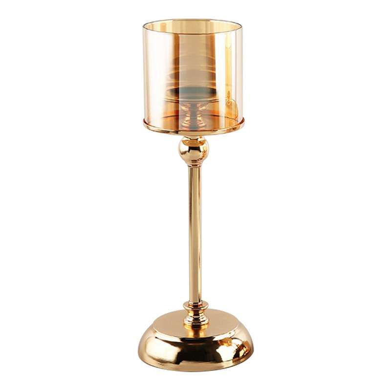 Candle Holders Gold Hurricane Candlelight Stand for Pillar Table Centrepiece Wedding Birthday Party